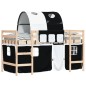 vidaXL Cama alta niños con túnel madera pino blanco negro 80x200 cm vidaXL Cama alta niños con túnel madera pino blanco negro 80x200 cm