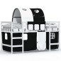 vidaXL Cama alta niños con túnel madera pino blanco negro 90x200 cm vidaXL Cama alta niños con túnel madera pino blanco negro 90x200 cm