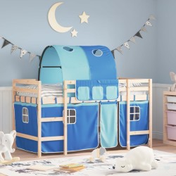 vidaXL Cama alta para niños con túnel madera pino azul 90x190 cm