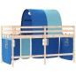 vidaXL Cama alta para niños con túnel madera pino azul 90x190 cm