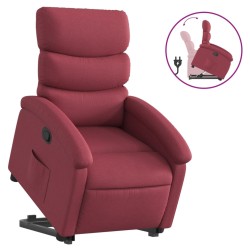 vidaXL Sillón reclinable elevable tela rojo tinto