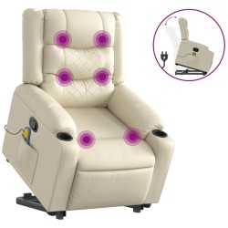 vidaXL Sillón reclinable de masaje de pie cuero artificial color crema