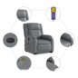 vidaXL Sillón de masaje elevable eléctrico cuero sintético gris vidaXL Sillón de masaje elevable eléctrico cuero sintético gris
