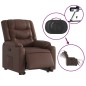 vidaXL Sillón reclinable elevable eléctrico de cuero sintético marrón vidaXL Sillón reclinable elevable eléctrico de cuero sintético marrón