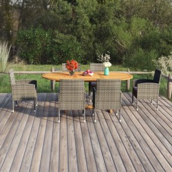 vidaXL Juego de comedor jardín 7 pzas ratán sintético gris antracita