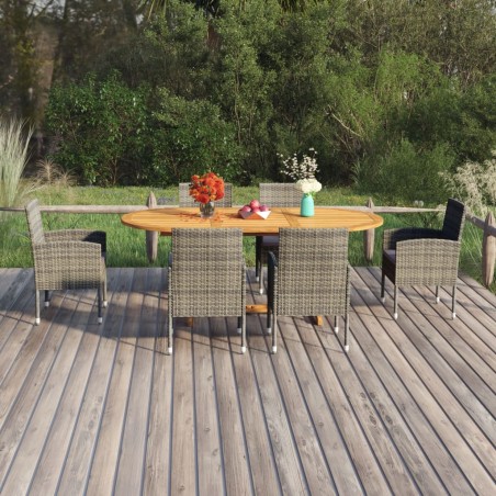 vidaXL Juego de comedor jardín 7 pzas ratán sintético gris antracita