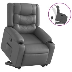 vidaXL Sillón reclinable elevable cuero artificial gris