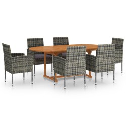vidaXL Juego de comedor jardín 7 pzas ratán sintético gris antracita