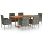 vidaXL Juego de comedor jardín 7 pzas ratán sintético gris antracita vidaXL Juego de comedor jardín 7 pzas ratán sintético gris antracita