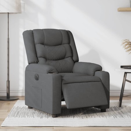 vidaXL Sillón reclinable eléctrico de tela gris oscuro