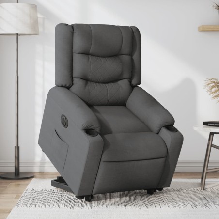 vidaXL Sillón eléctrico reclinable elevable de tela gris oscuro