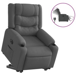 vidaXL Sillón eléctrico reclinable elevable de tela gris oscuro
