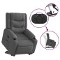 vidaXL Sillón eléctrico reclinable elevable de tela gris oscuro