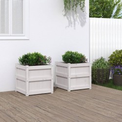 vidaXL Jardineras de exterior 2 unidades madera maciza de pino blanco
