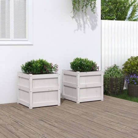 vidaXL Jardineras de exterior 2 unidades madera maciza de pino blanco