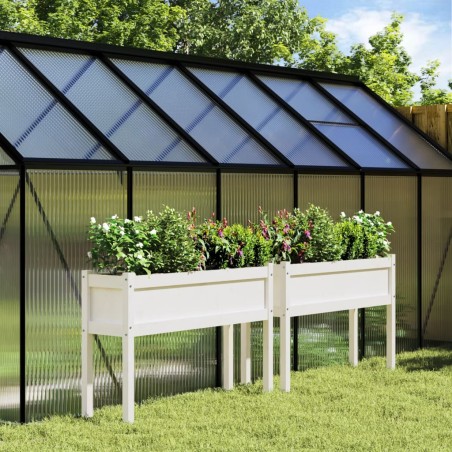 vidaXL Jardineras exterior con patas 2 uds madera maciza pino blanco