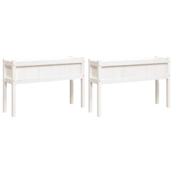 vidaXL Jardineras exterior con patas 2 uds madera maciza pino blanco