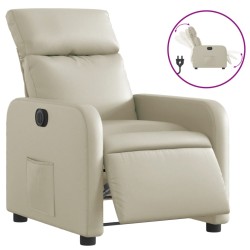 vidaXL Sillón reclinable eléctrico de cuero sintético crema