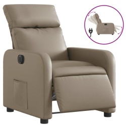 vidaXL Sillón reclinable eléctrico de cuero sintético color capuchino