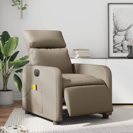 vidaXL Sillón reclinable de masaje eléctrico cuero sintético capuchino