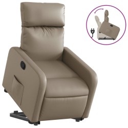 vidaXL Sillón reclinable elevable cuero artificial color capuchino