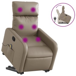 vidaXL Sillón reclinable masaje pie cuero artificial color capuchino