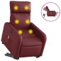 vidaXL Sillón de masaje elevable eléctrico cuero artificial rojo tinto vidaXL Sillón de masaje elevable eléctrico cuero artificial rojo tinto