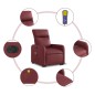 vidaXL Sillón de masaje elevable eléctrico cuero artificial rojo tinto vidaXL Sillón de masaje elevable eléctrico cuero artificial rojo tinto