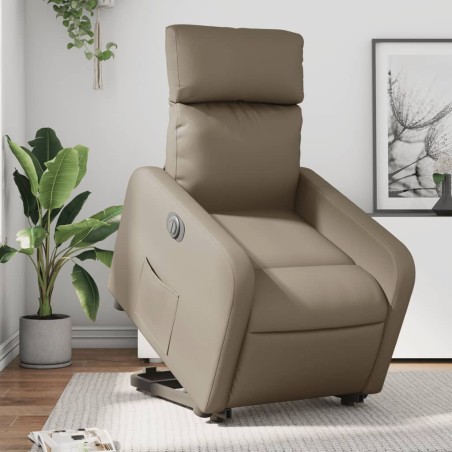 vidaXL Sillón elevable eléctrico cuero artificial capuchino