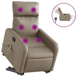vidaXL Sillón reclinable de masaje eléctrico cuero sintético capuchino