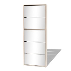 vidaXL Mueble zapatero 5 cajones con espejo roble 63x17x169,5 cm 