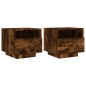 vidaXL Mesitas de noche con luces LED 2 uds roble ahumado 40x39x37 cm vidaXL Mesitas de noche con luces LED 2 uds roble ahumado 40x39x37 cm
