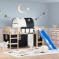 vidaXL Cama alta niños con túnel madera pino blanco negro 80x200 cm vidaXL Cama alta niños con túnel madera pino blanco negro 80x200 cm