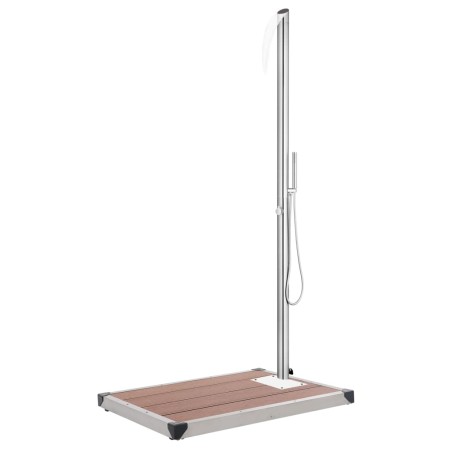 vidaXL Ducha de jardín con base marrón 225 cm acero inoxidable