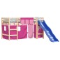 vidaXL Cama alta para niños con cortinas madera pino rosa 90x190 cm