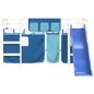vidaXL Cama alta para niños con cortinas madera pino azul 90x200 cm vidaXL Cama alta para niños con cortinas madera pino azul 90x200 cm
