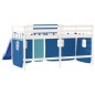 vidaXL Cama alta para niños con cortinas madera pino azul 90x200 cm vidaXL Cama alta para niños con cortinas madera pino azul 90x200 cm