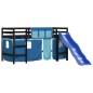 vidaXL Cama alta para niños con cortinas madera pino azul 90x190 cm vidaXL Cama alta para niños con cortinas madera pino azul 90x190 cm