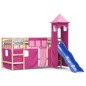 vidaXL Cama alta para niños con torre madera pino rosa 90x200 cm vidaXL Cama alta para niños con torre madera pino rosa 90x200 cm