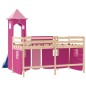 vidaXL Cama alta para niños con torre madera pino rosa 90x200 cm vidaXL Cama alta para niños con torre madera pino rosa 90x200 cm