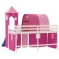 vidaXL Cama alta para niños con torre madera pino rosa 90x200 cm