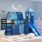vidaXL Cama alta para niños con torre madera pino azul 90x200 cm vidaXL Cama alta para niños con torre madera pino azul 90x200 cm