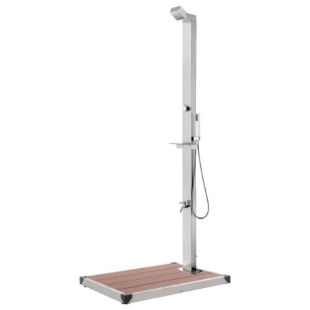 vidaXL Ducha de jardín con base marrón 225 cm acero inoxidable