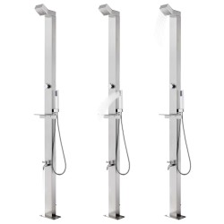 vidaXL Ducha de jardín con base marrón 225 cm acero inoxidable
