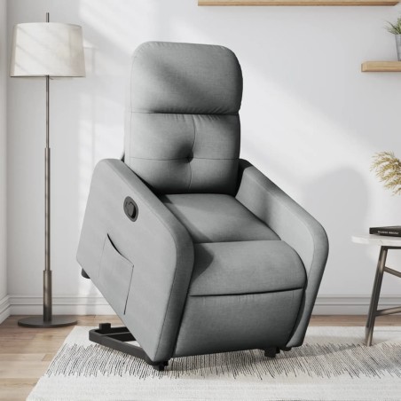 vidaXL Sillón reclinable elevable de tela gris claro