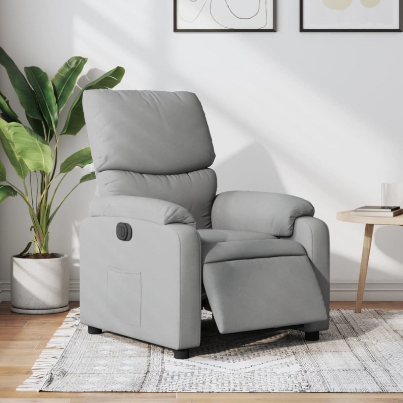 vidaXL Sillón reclinable eléctrico tela gris claro vidaXL Sillón reclinable eléctrico tela gris claro
