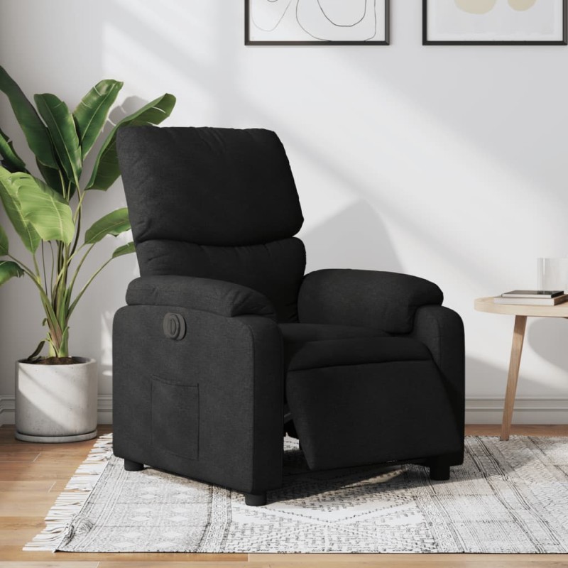 vidaXL Sillón reclinable eléctrico de tela negro vidaXL Sillón reclinable eléctrico de tela negro