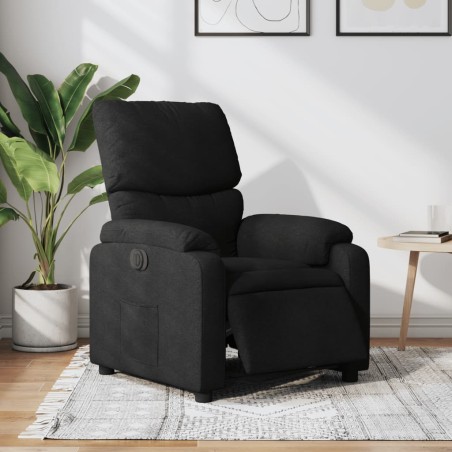 vidaXL Sillón reclinable eléctrico de tela negro