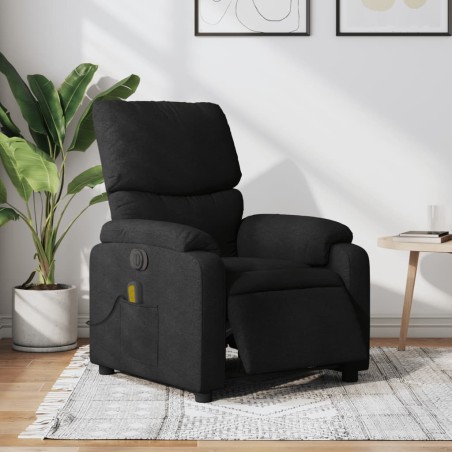 vidaXL Sillón reclinable de masaje eléctrico tela negro