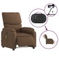 vidaXL Sillón reclinable de masaje eléctrico tela marrón